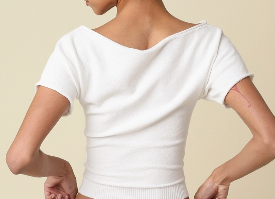 Angela Boat Neck Cinched Tee
