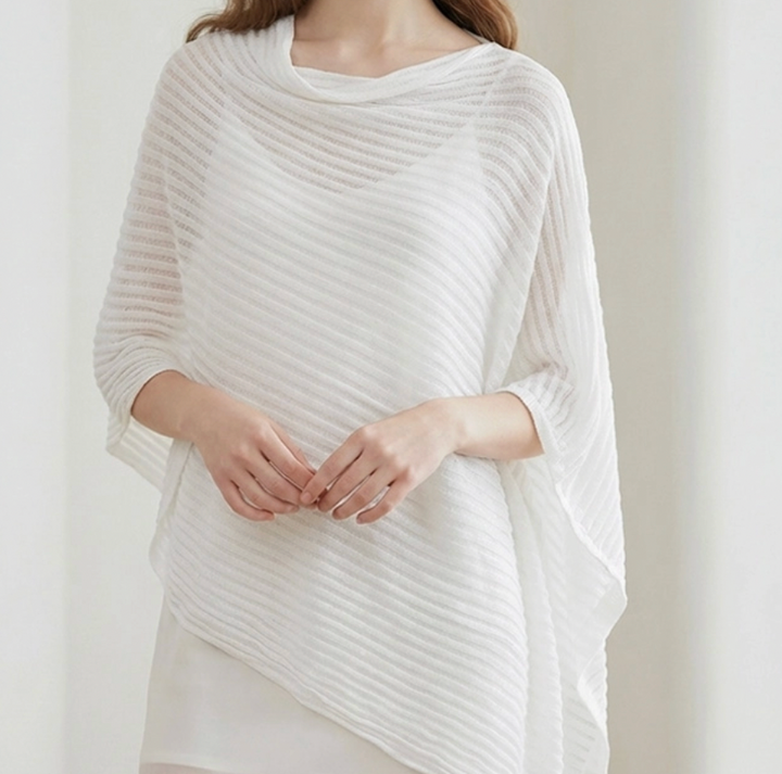 Lightweight Asymmetrical Loose Knit Poncho