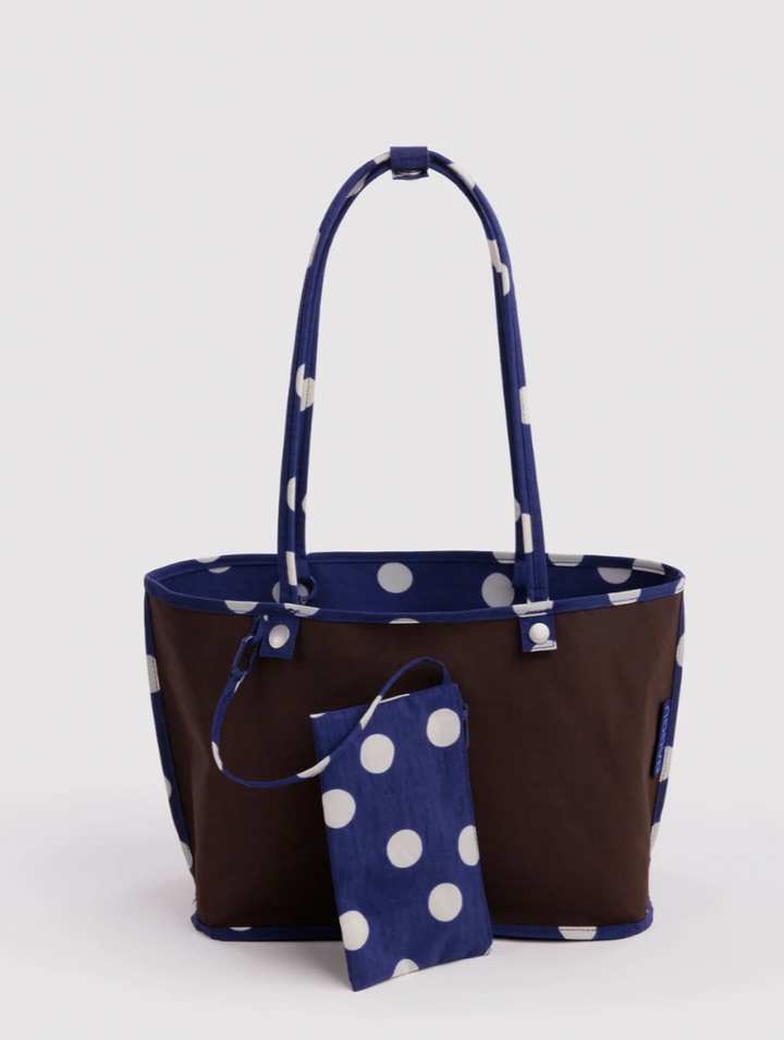 Navy Polka Dot Mix Medium Nylon Reversible Tote - Baggu