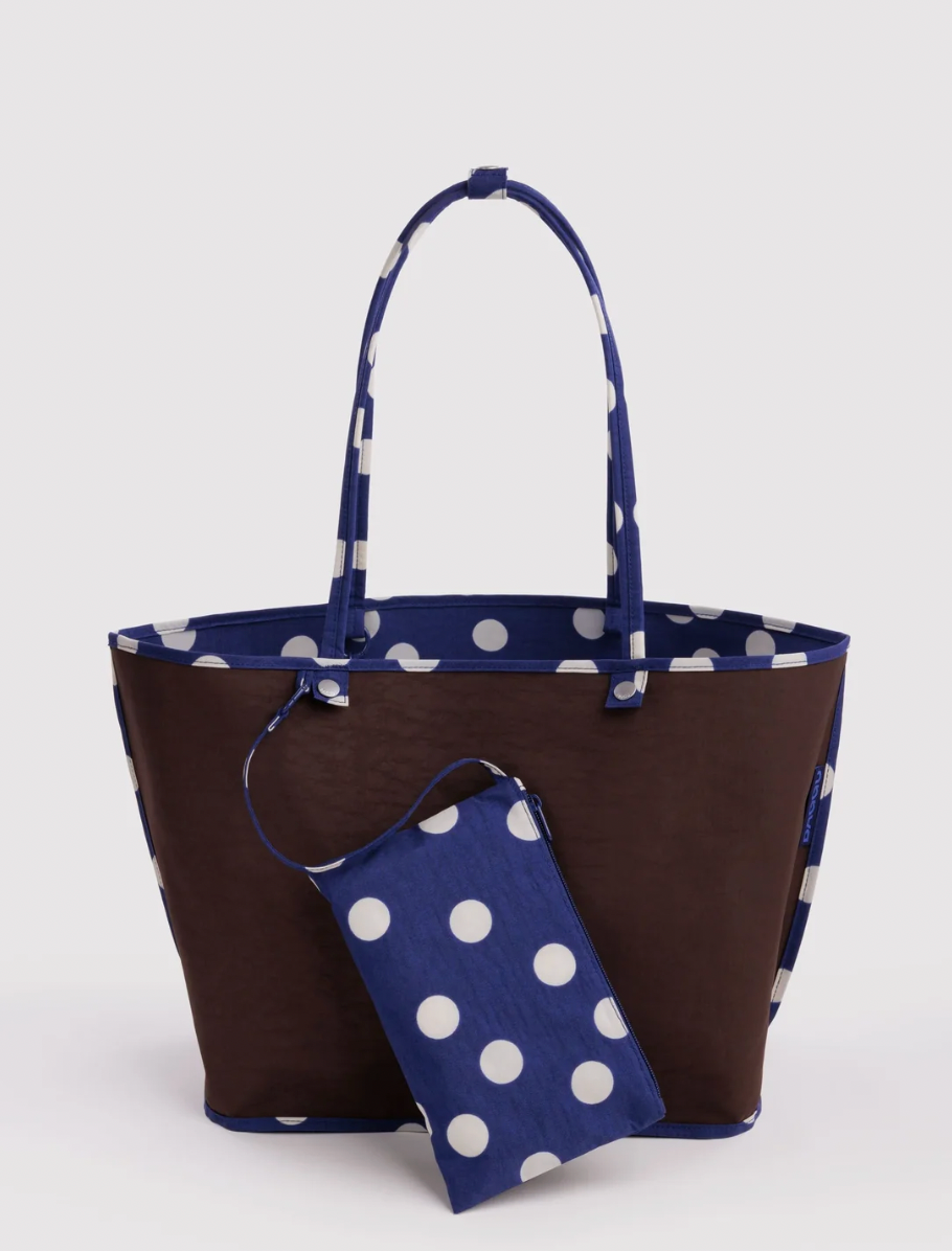 Navy Polka Dot Mix Large Nylon Reversible Tote - Baggu