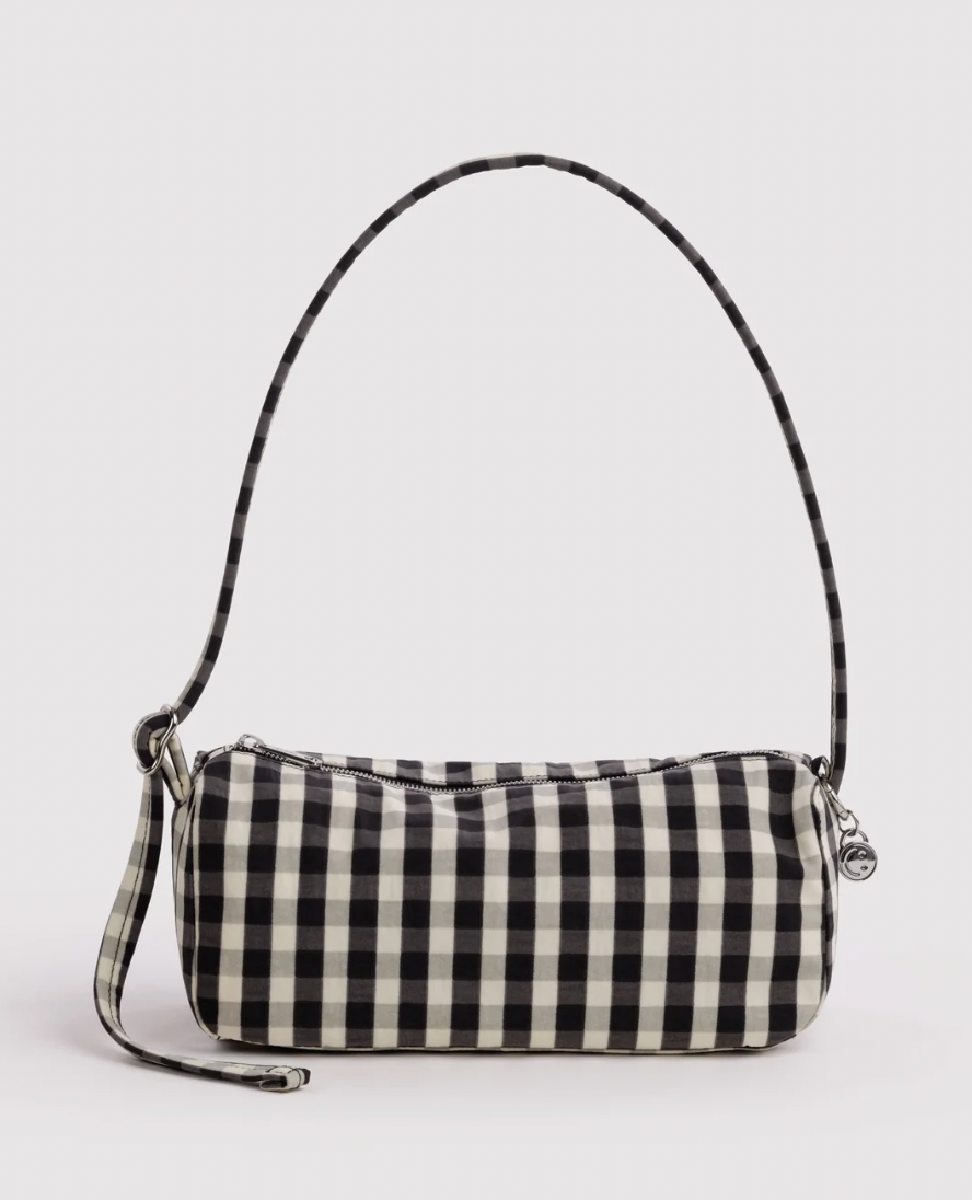 Black and Cream Gingham Nylon Loaf Bag - Baggu
