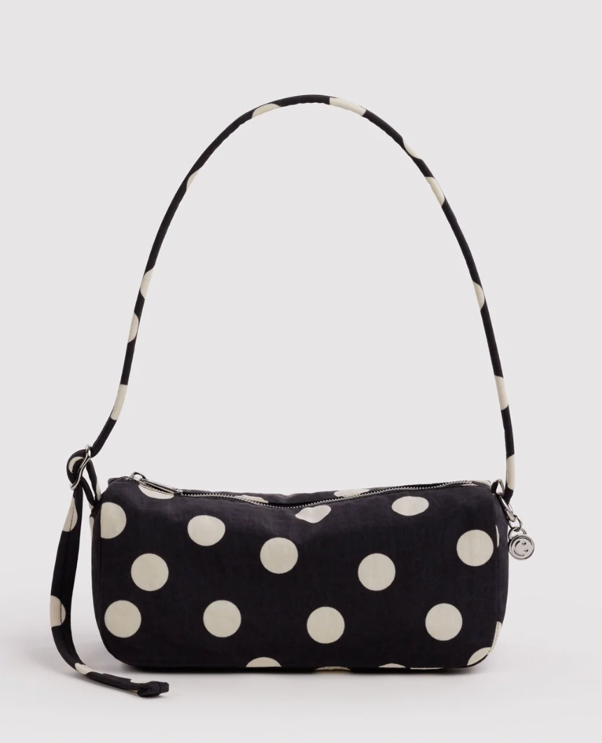 Black and Cream Polka Dot Nylon Loaf Bag - Baggu