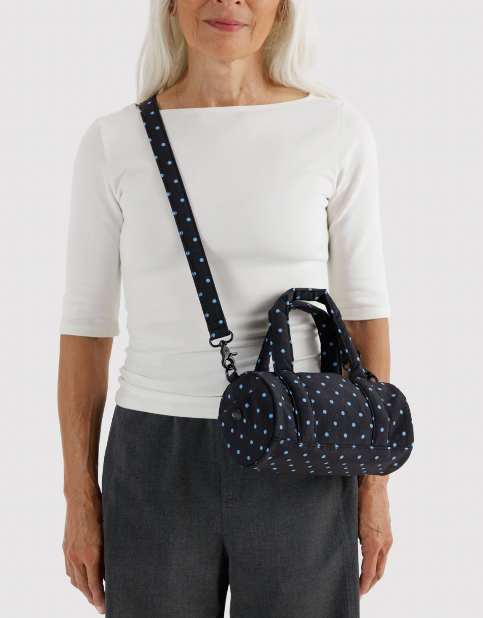 Black and Sky Micro Dot Small Nylon Duffle Bag - Baggu