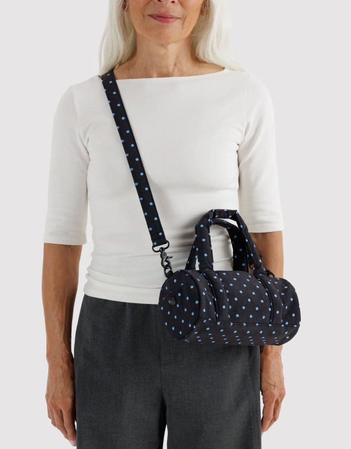 Black and Sky Micro Dot Small Nylon Duffle Bag - Baggu