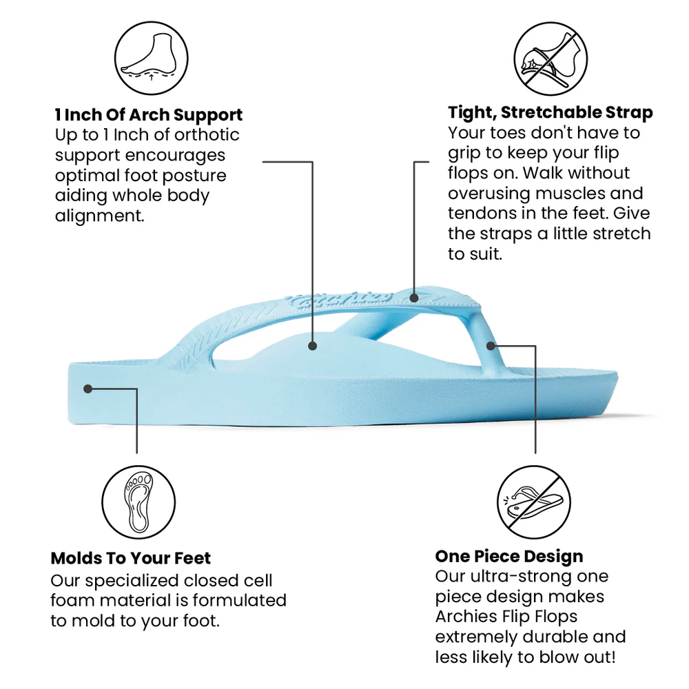 Archies Sky Blue Arch Support Flip Flops