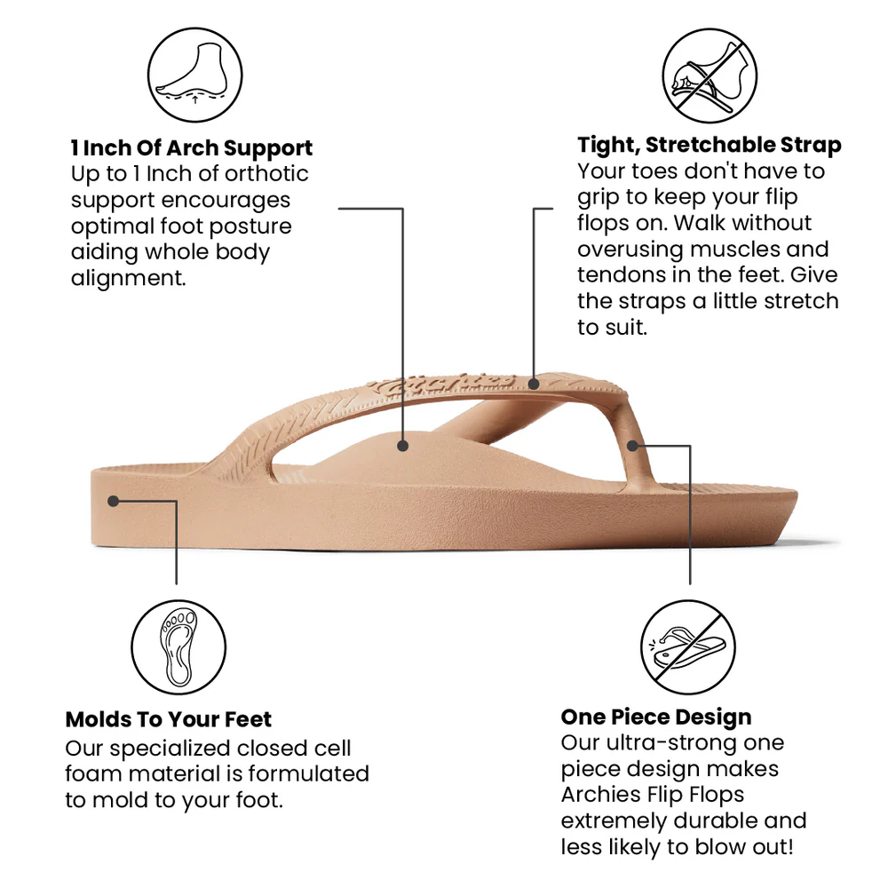 Archies Tan Arch Support Flip Flops