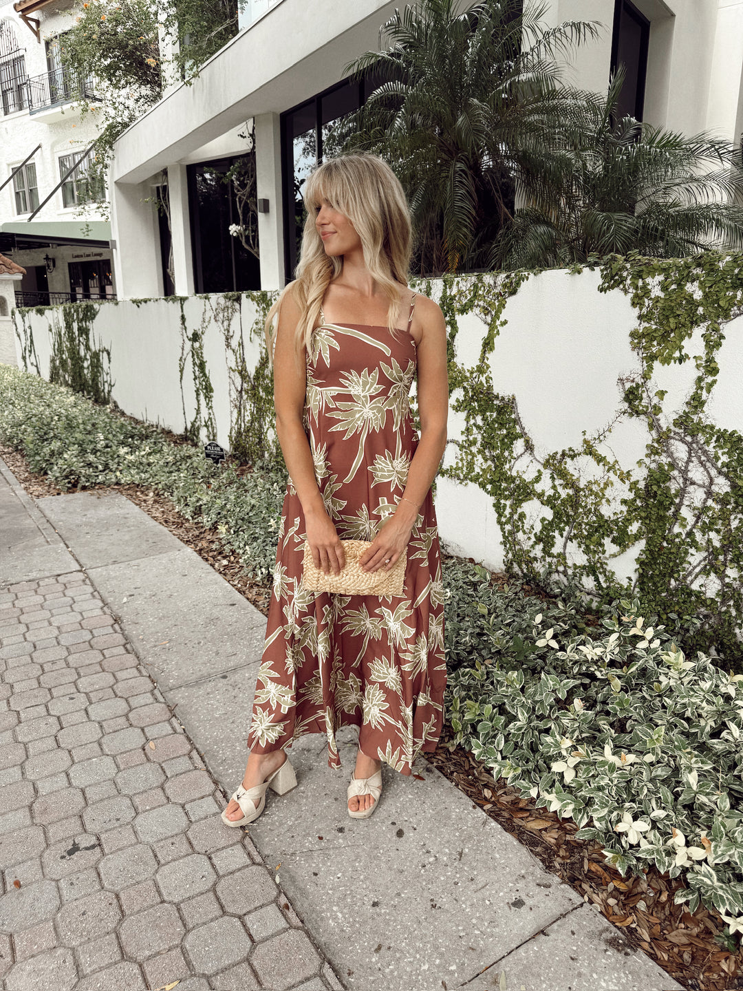 Palm Tree Print Maxi Dress