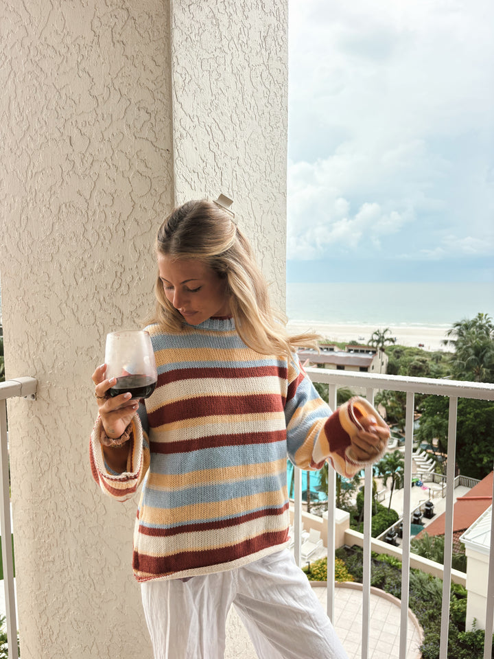 Malibu Breeze Stripe Relaxed Knit Sweater