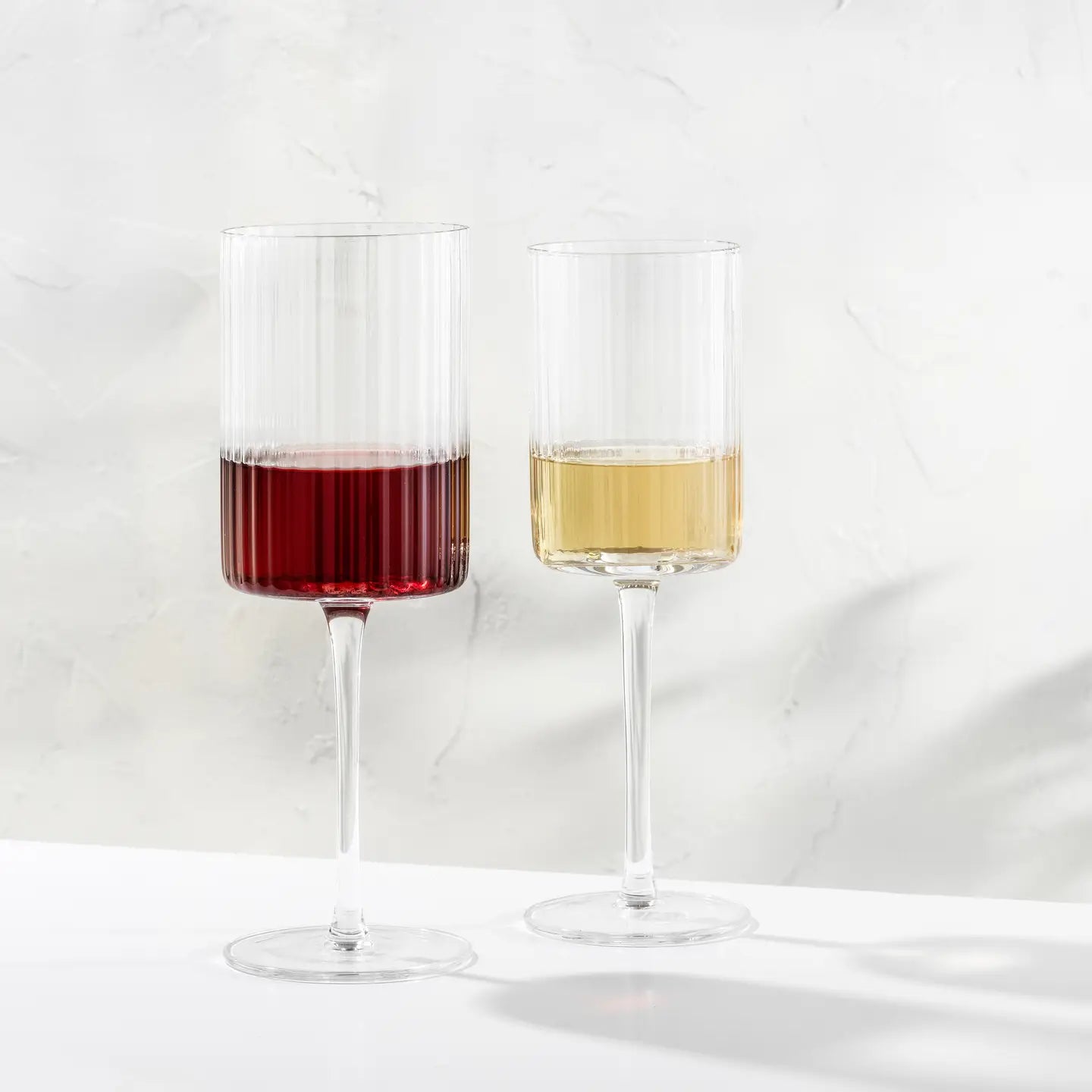 White Wine Fluted Cylinder Glass - Set of 2