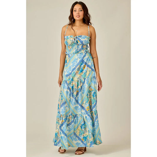 Blue Breeze Patchwork Maxi Dress