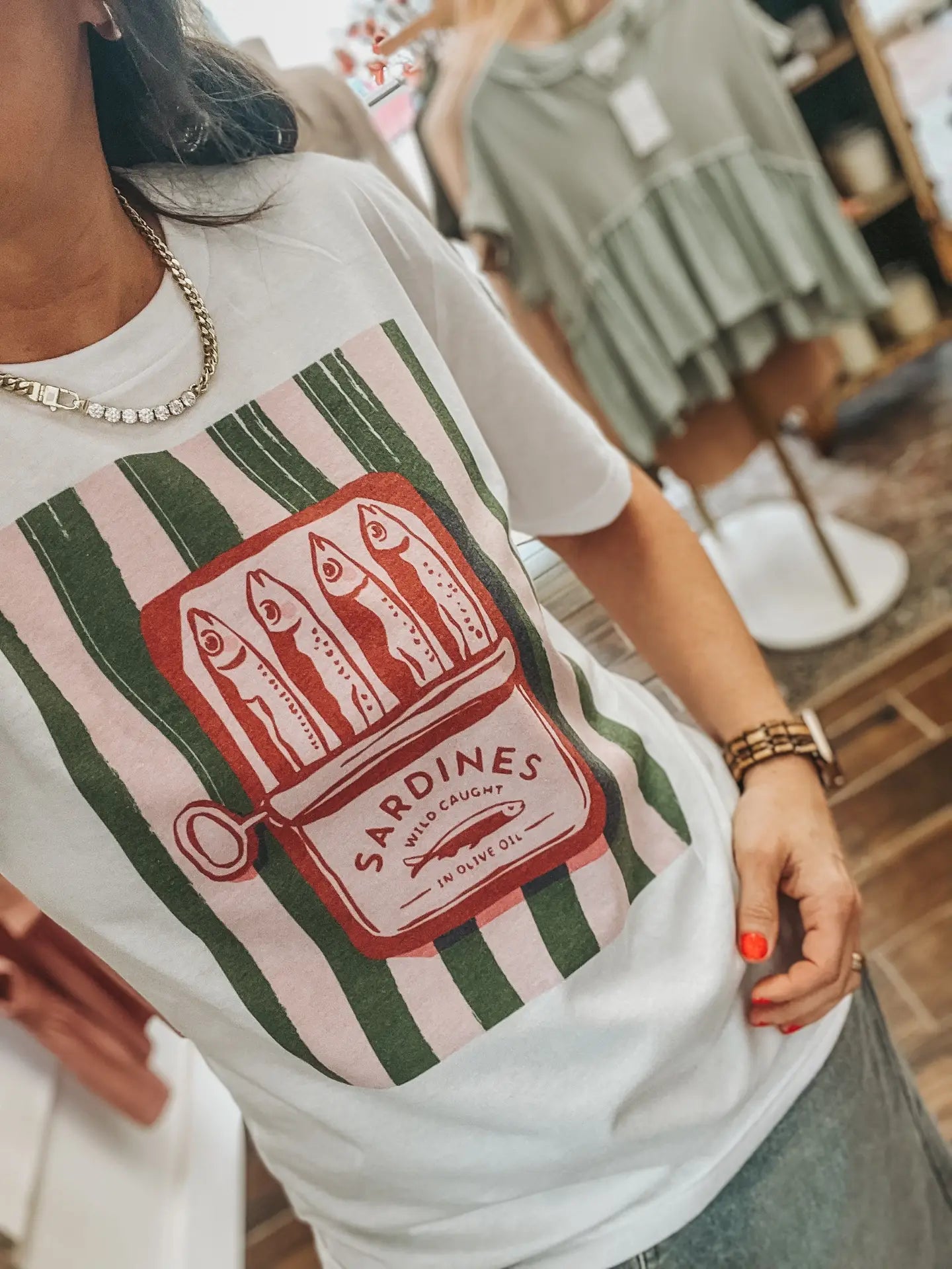 Stripe Sardines Graphic Tee | Summer Tee