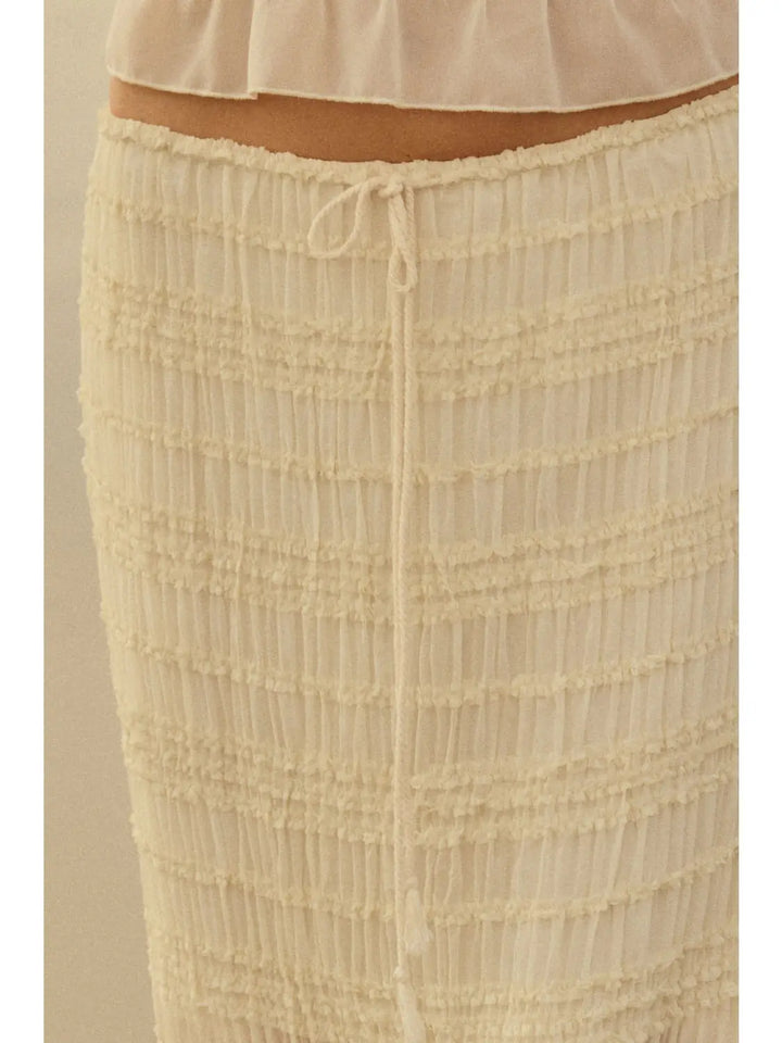 Gathered Tiered Ruffle Drawstring Maxi Skirt