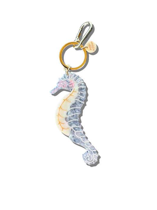 Hand-Painted Seahorse Bag Charm + Keychain | Eco-Friendly