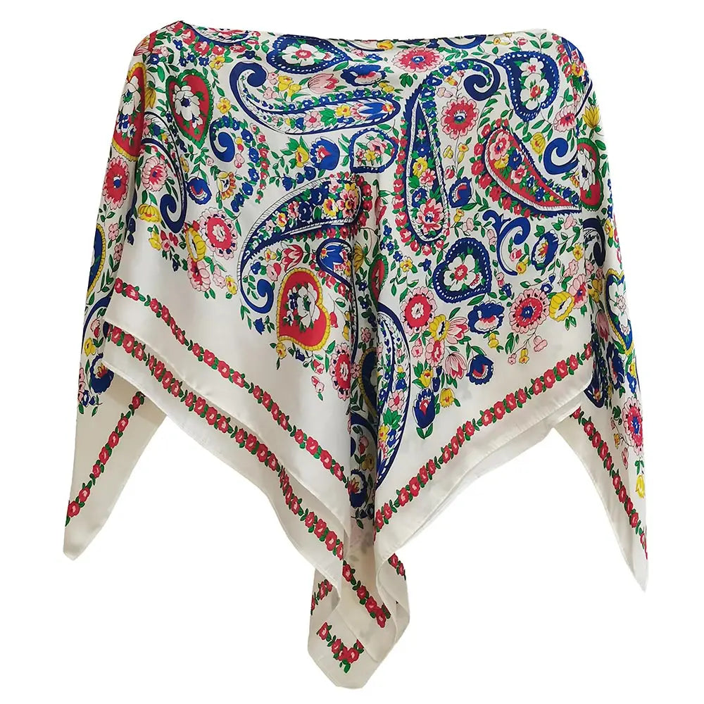 Paisley Floral Print Scarf Poncho