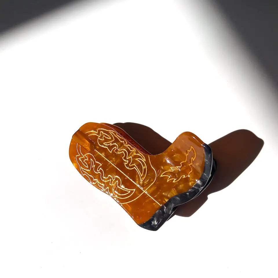 Hand-Painted Western Cowboy Boot Claw Hair Clip | Eco