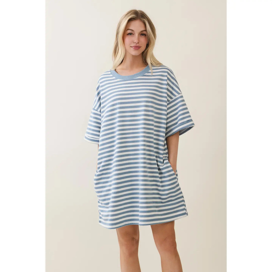 Stripe Knit Pullover Big Top Dress