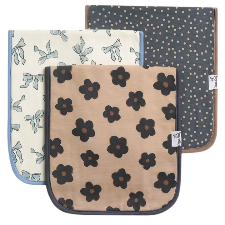 3 Pack Premium Burp Cloths - Gemma in Tan