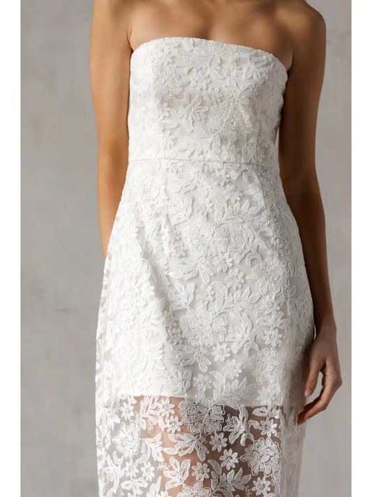 Serenity Off-White Lace Midi Dress
