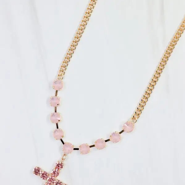 Richland Rhinestone Cross Necklace Pink