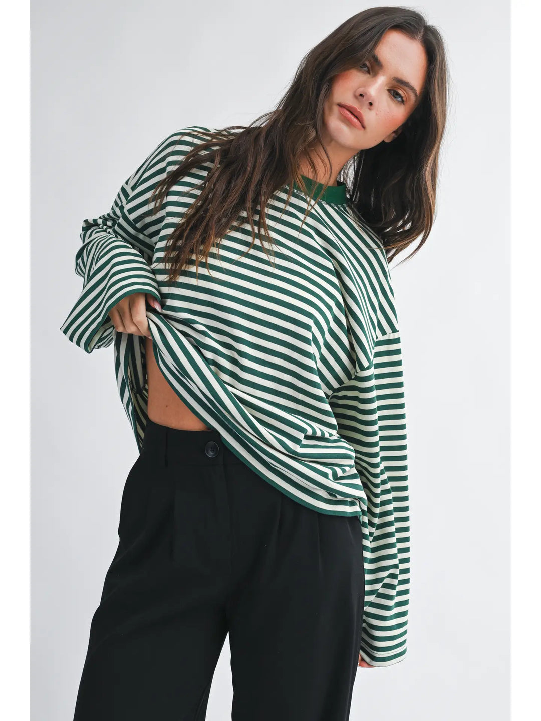 Oversized Stripe Long Sleeve Top