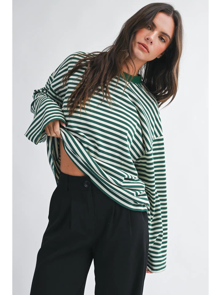Oversized Stripe Long Sleeve Top