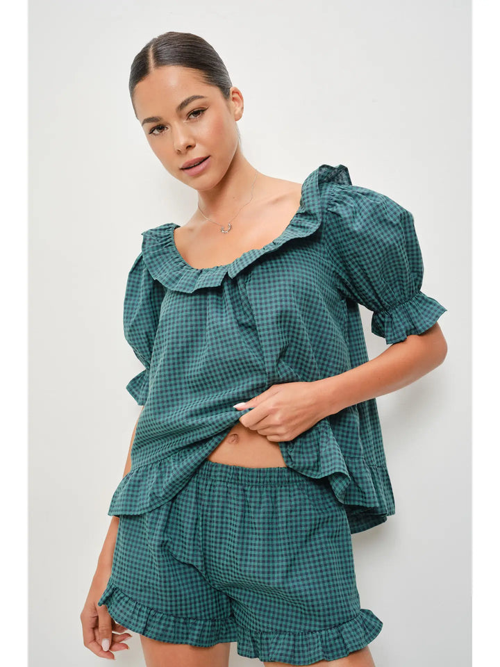 Teagan Frill Gingham Top
