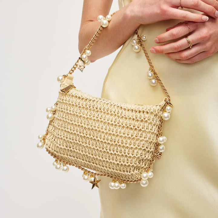 Ivory Steph Seasonal Seashell Straw Bag Evening Bag