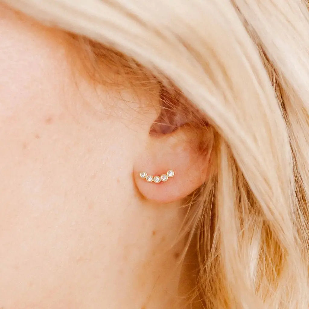 Screwback Stud Earrings - Abigail Sparkle Gold