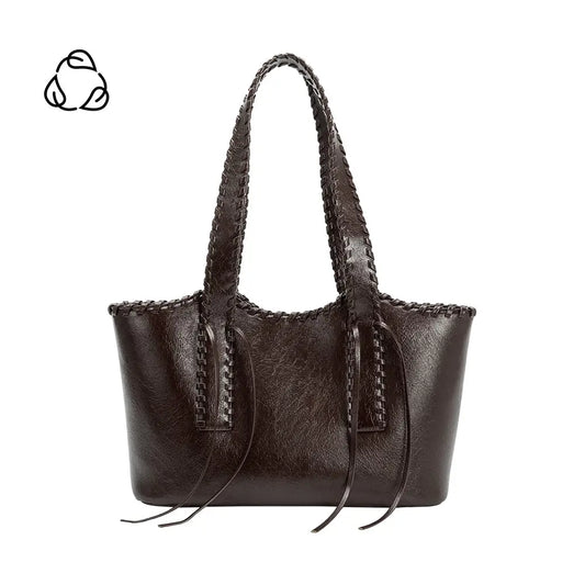 Phoebe Espresso Recycled Vegan Shoulder Bag - Melie Bianco