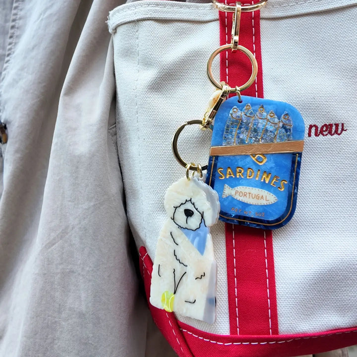 Hand-Painted Sardines Bag Charm + Keychain