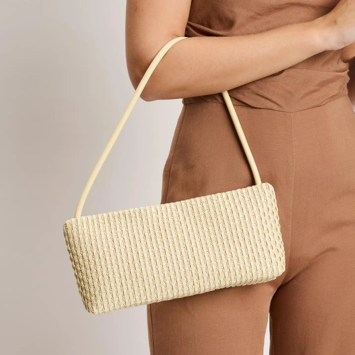 Cream Woven Shoulder Bag