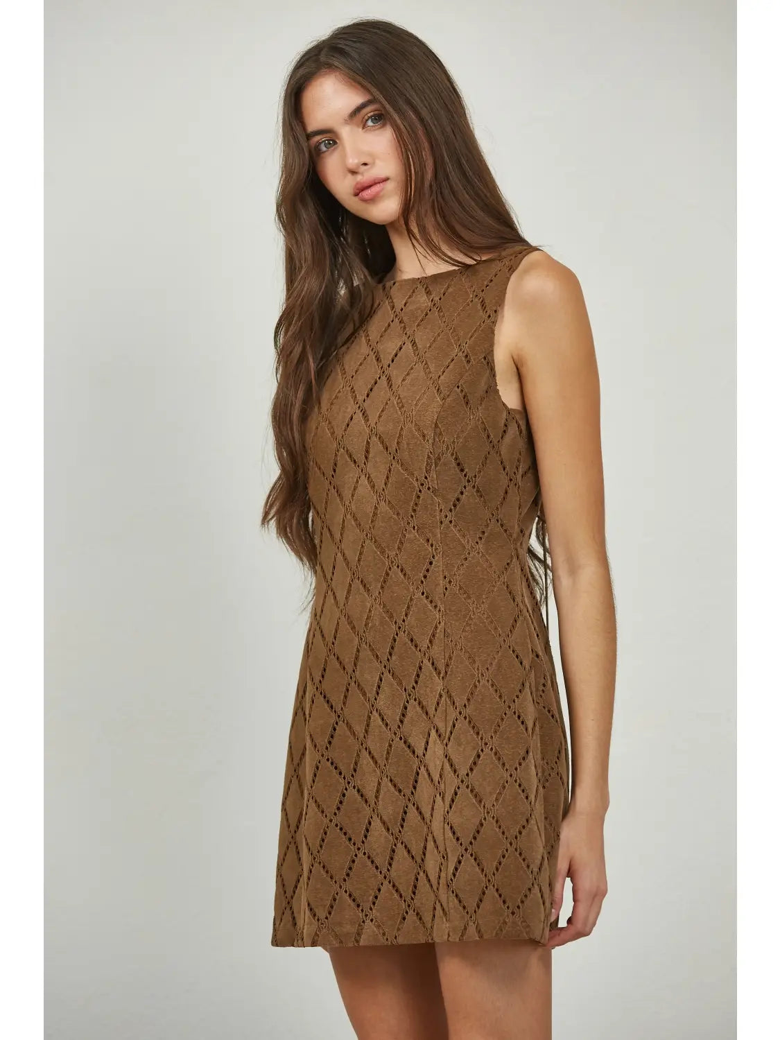 Patterned Faux Suede Dress