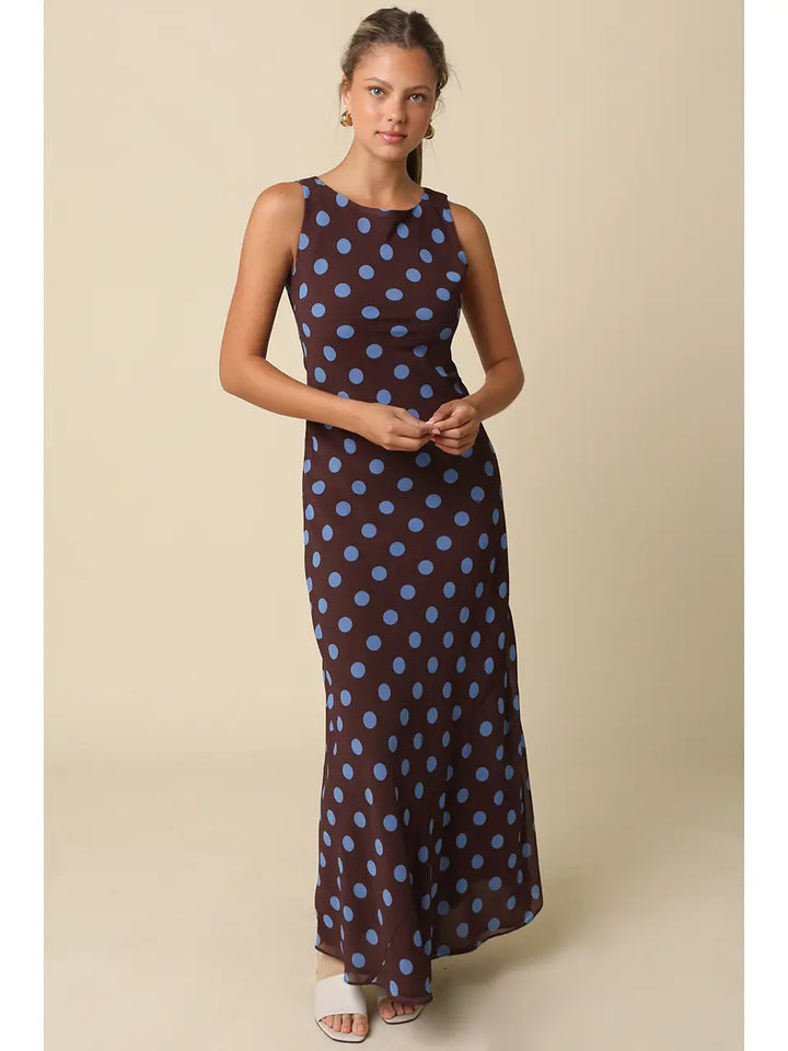 Miley Polka Dot Sleeveless Maxi Dress