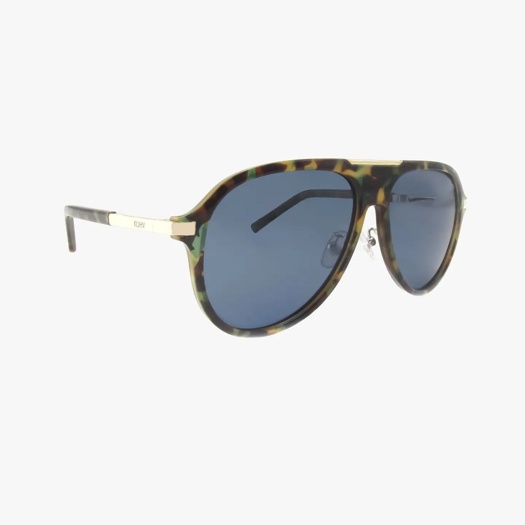 Aura Green Tortoise Polarized Fashion Aviator Sunglasses