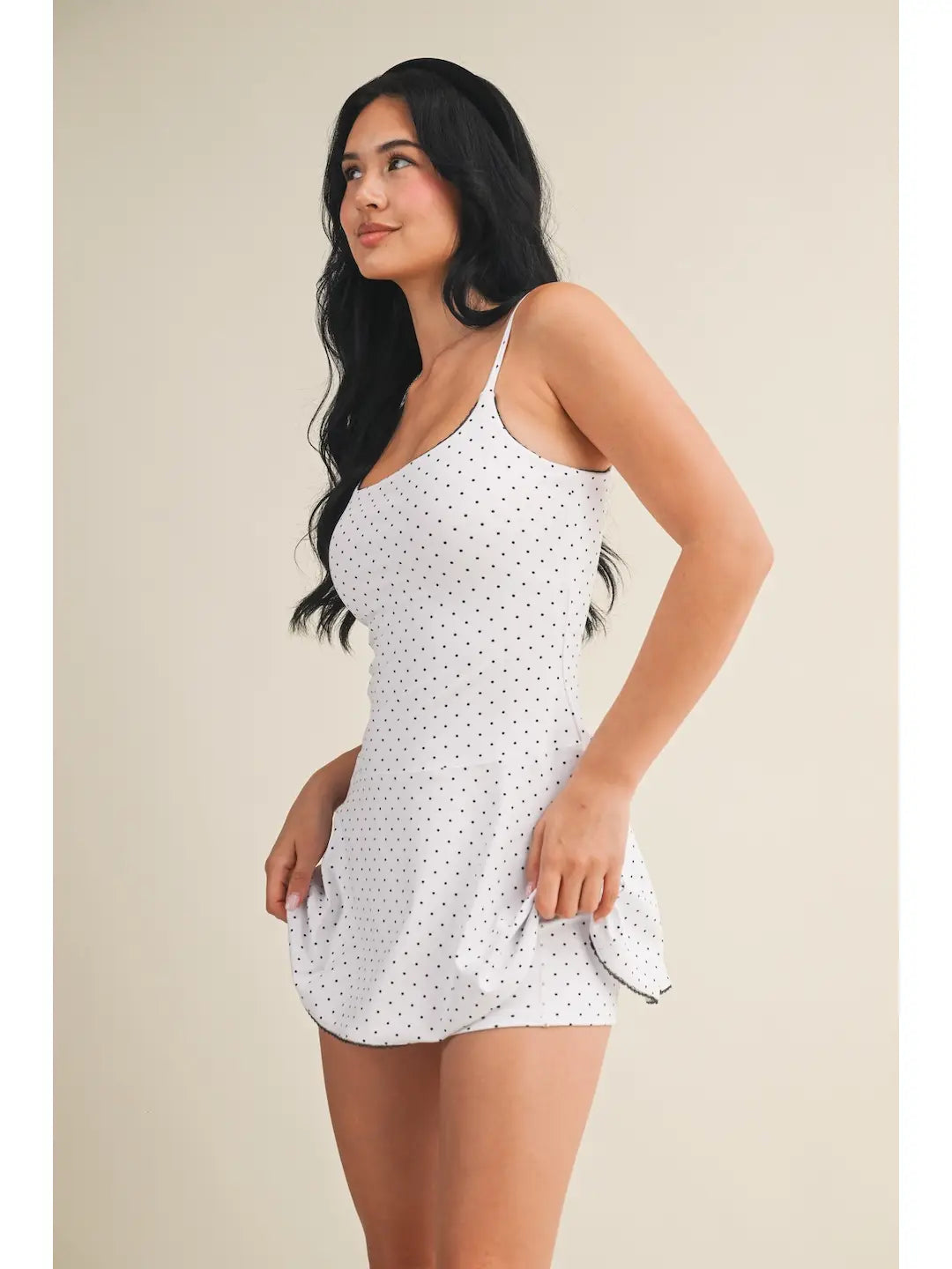 Polka Dot Print Lace Trim Ruffle Mini Dress