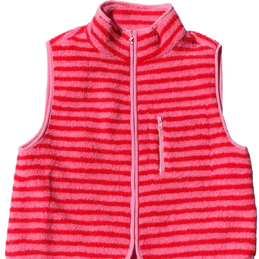 Faux Shearling Stripe Vest