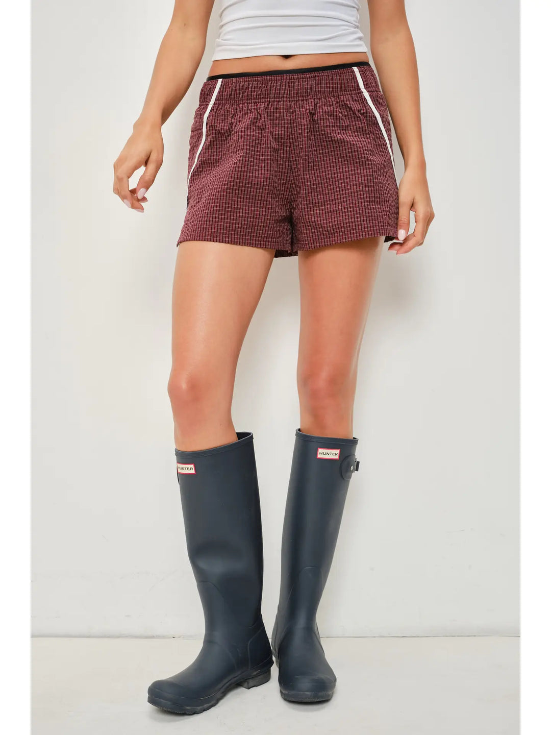 Roxy Micro Grid Nylon Shorts with Contrast Binding