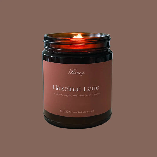 Hazelnut Latte 8oz Wood Wick Fall Candle, Autumn Home Decor