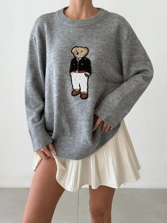 Polo Inspired Patch Bear Sweaters