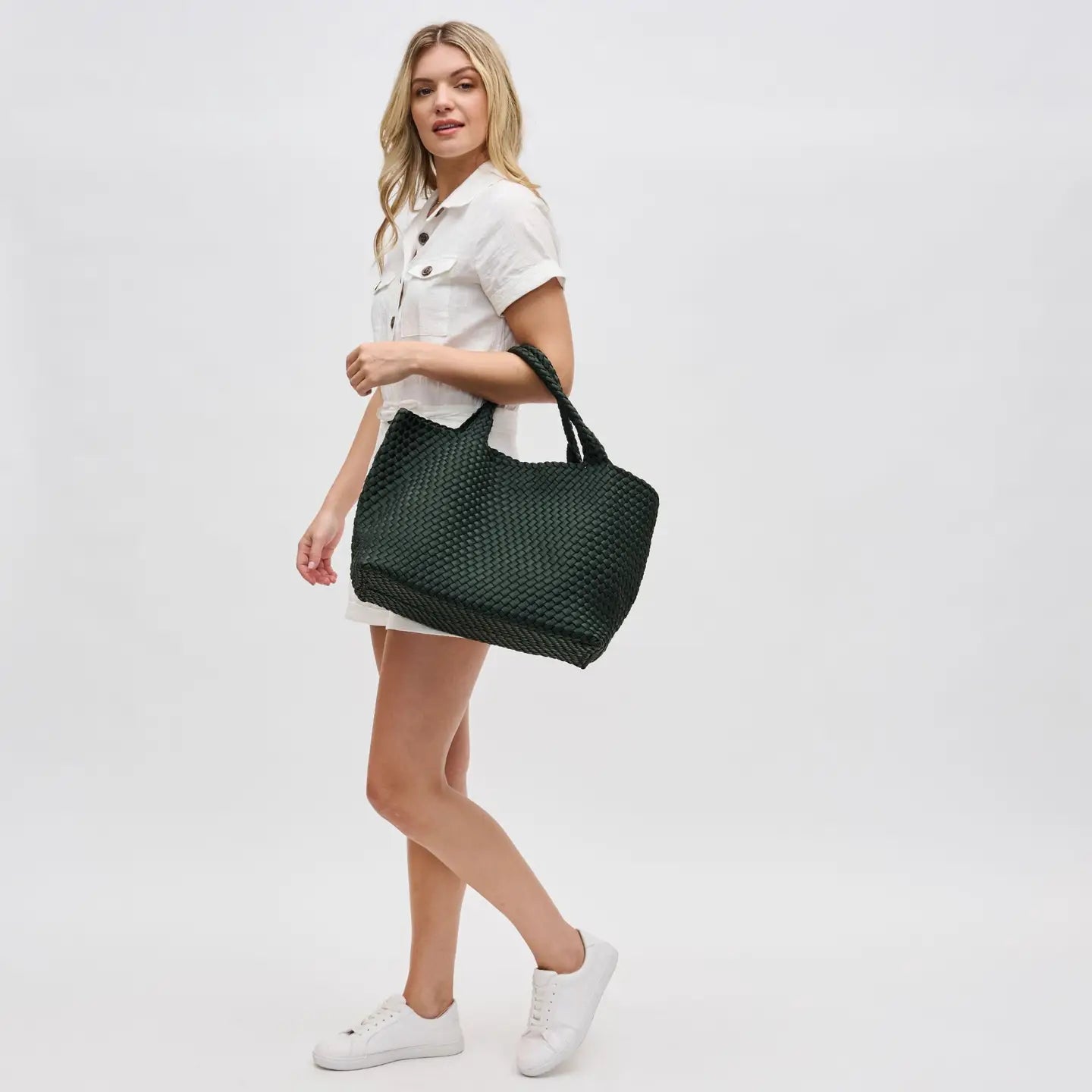Olive Sky's the Limit - Large Woven Neoprene Tote