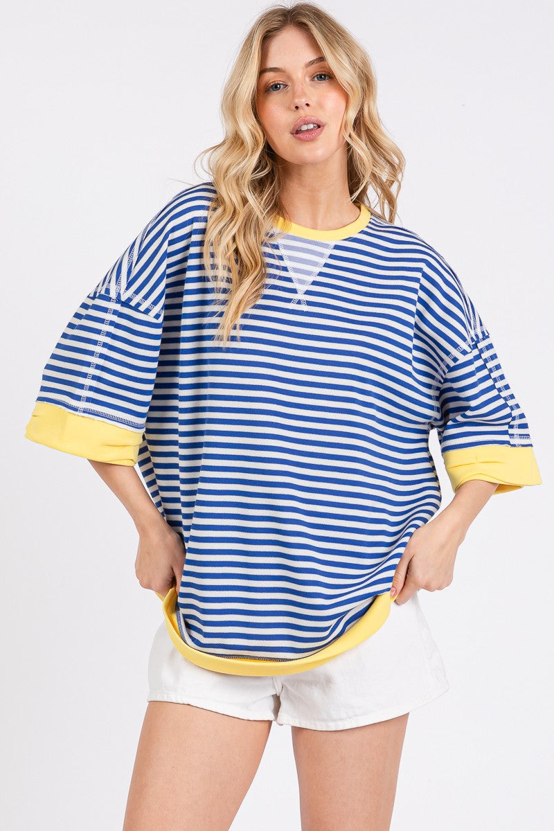 Striped Oversized Short Sleeve Top