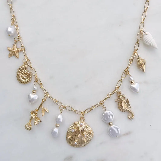 Gold & Shell Charm Necklace