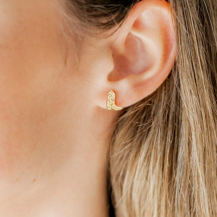 Screwback Stud Earrings - Daisy Cowgirl Boot