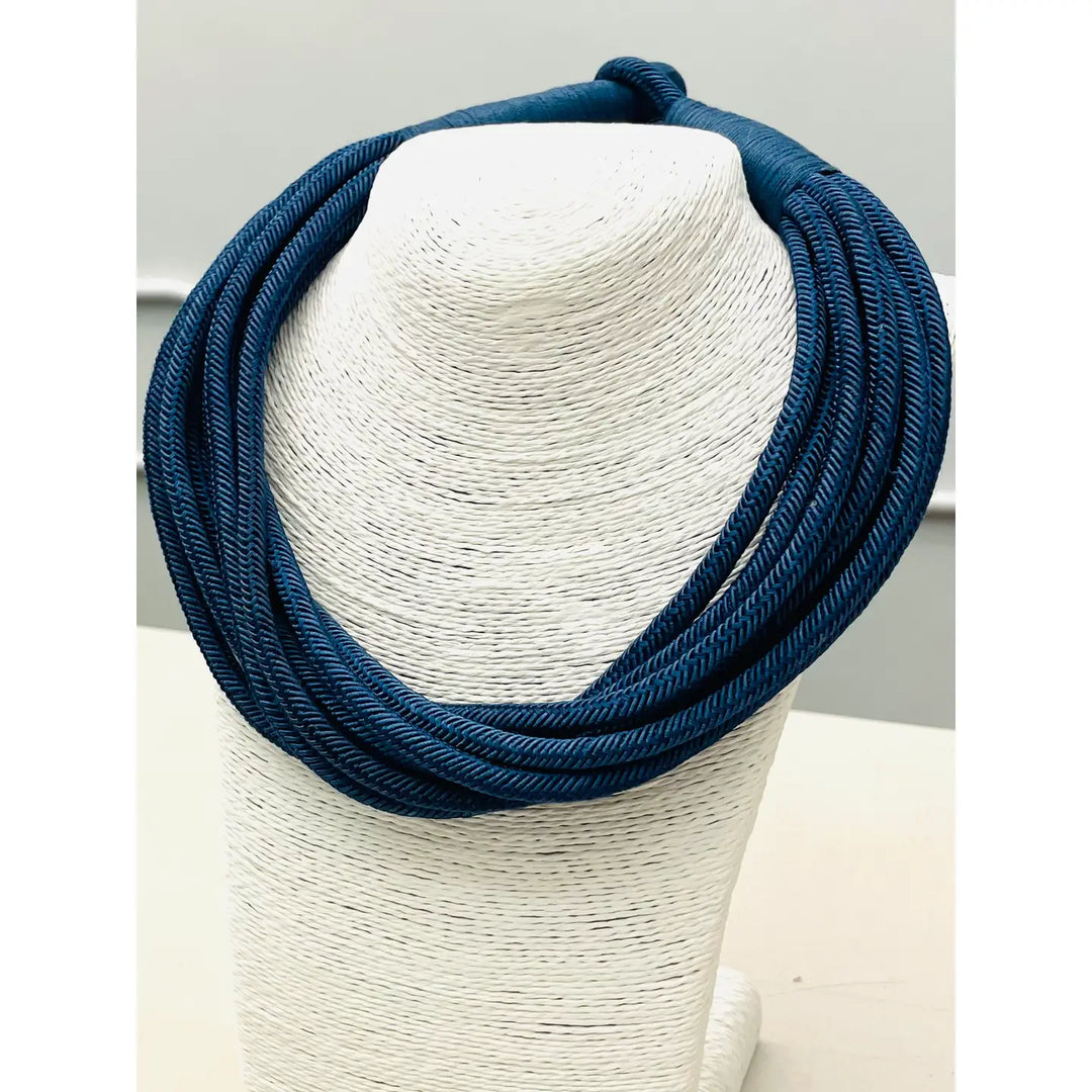 Original Slub 8-Strand Cotton Necklace, Navy