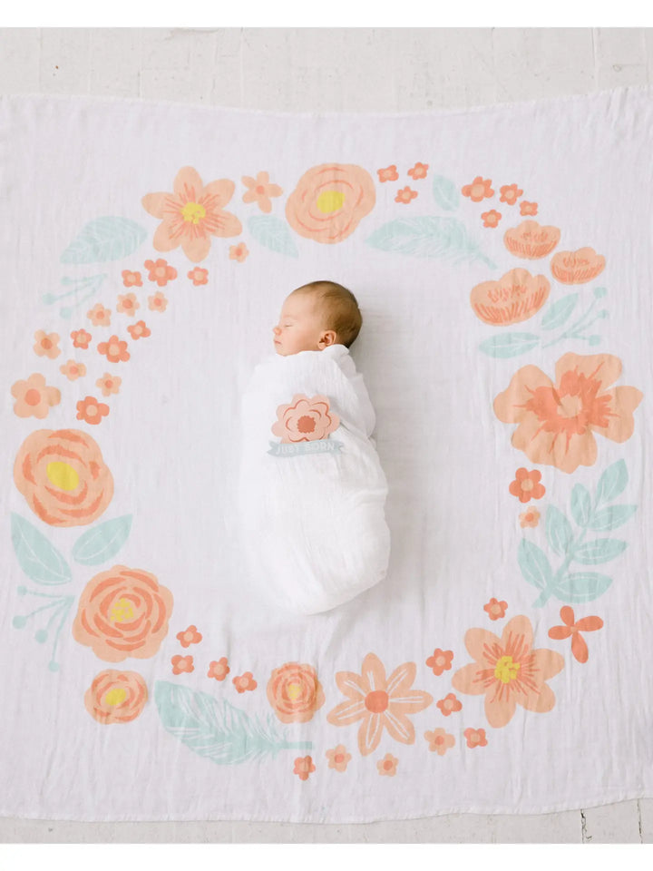 Watch Me Grow Milestone Blanket, Floral