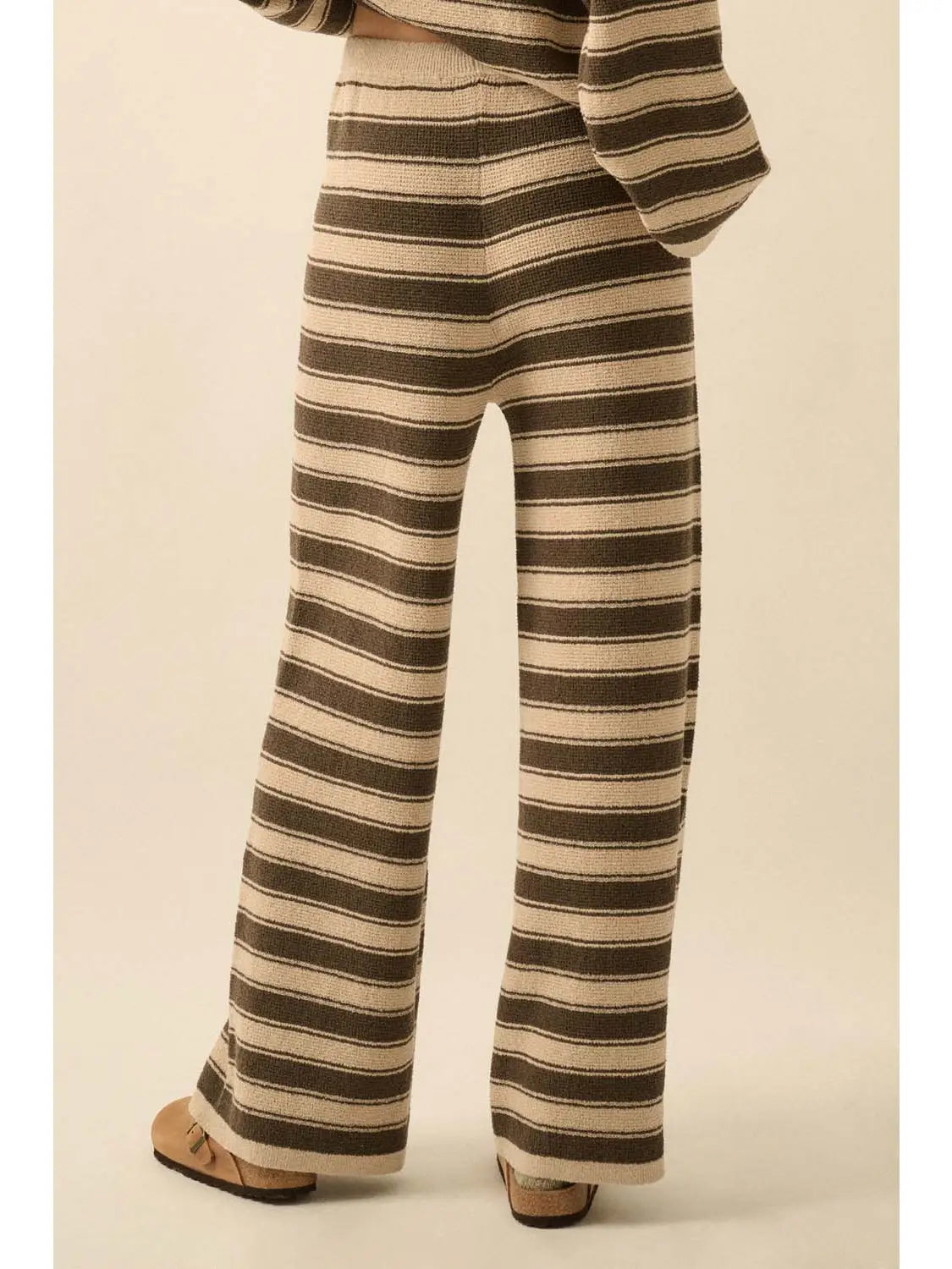 Striped Knit Drawstring Sweater Pants