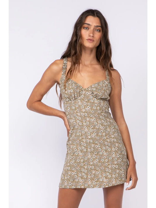 Floral Smocked Band Strap Open Back Mini Dress