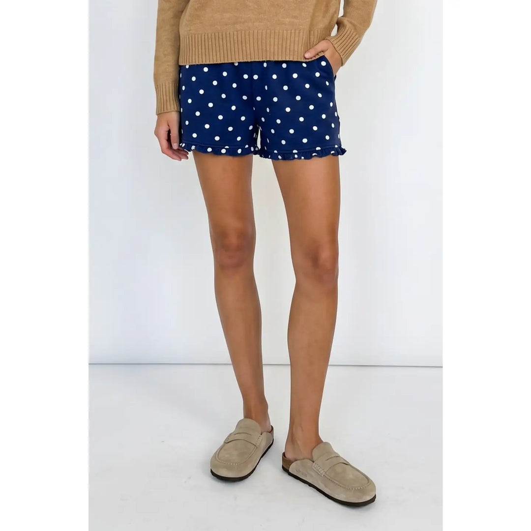 Polka Dot Ruffle Hem Shorts
