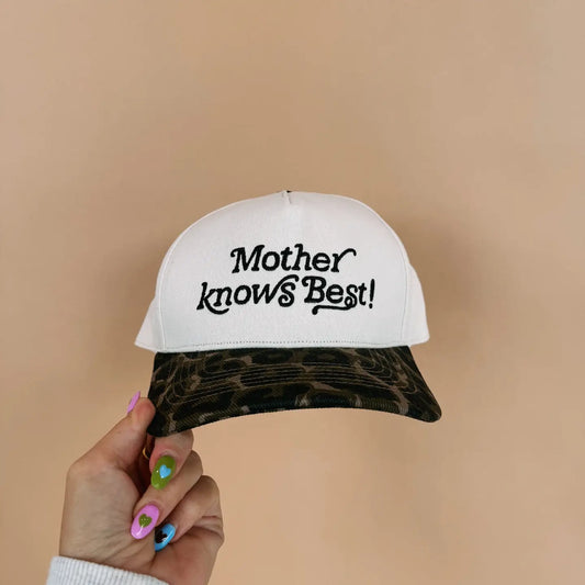 Mother Knows Best Trucker Hat - Cream / Leopard