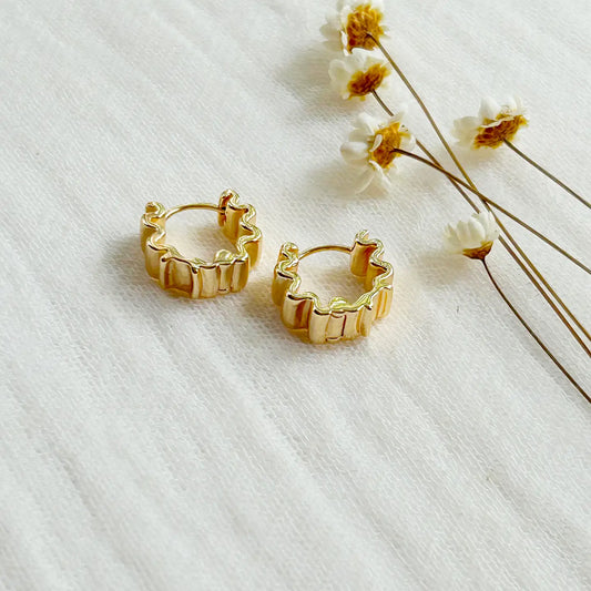 Gold Wave Huggie Hoops